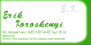 erik koroskenyi business card